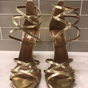 Aquazzura Light Gold Criss Cross Sandal